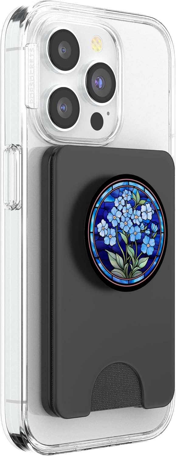 Forget Me Not Flower Stained Glass PopSockets PopWallet for MagSafe