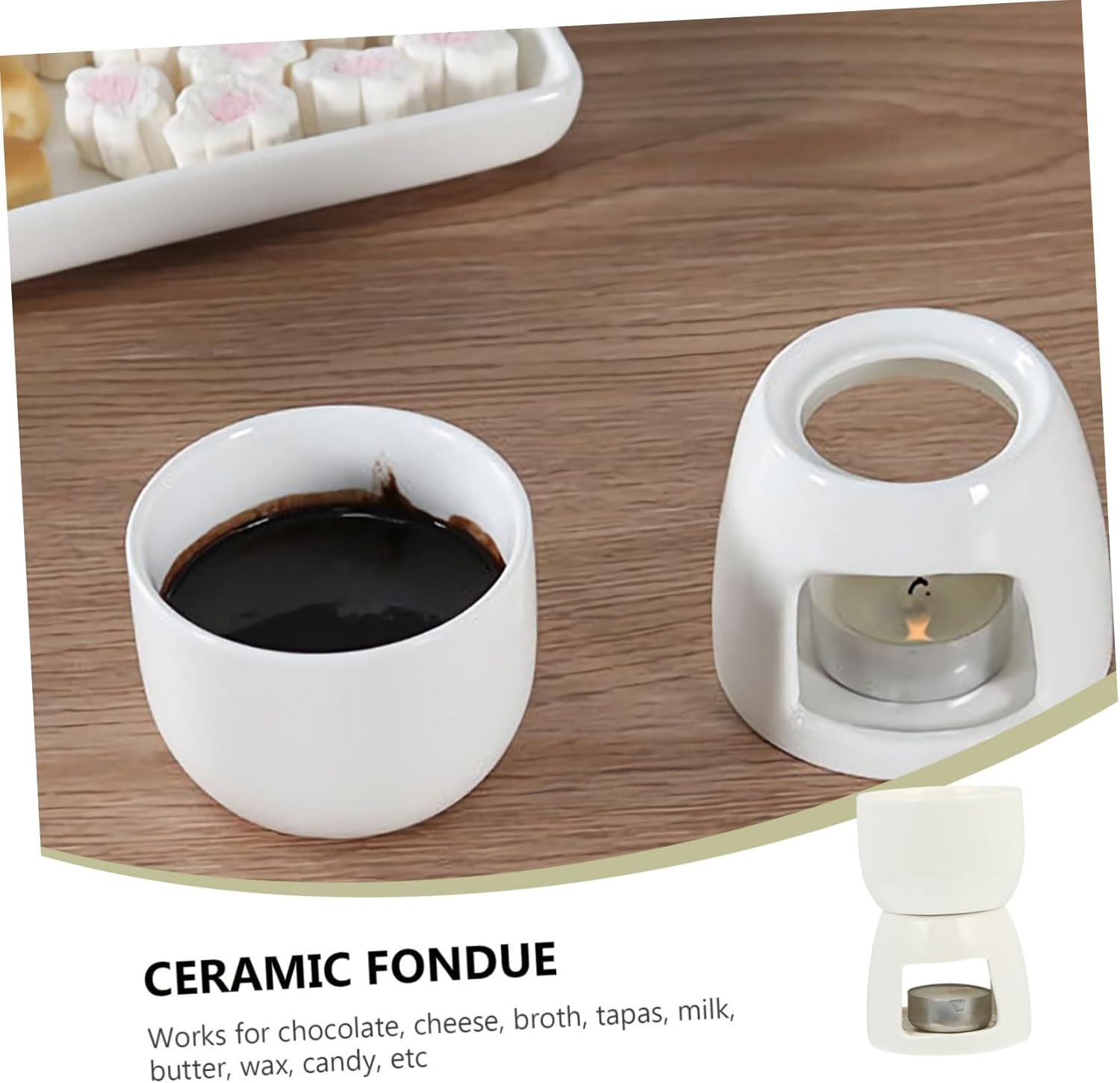 Baking Heating Pot Ceramic Fondue Pot Cheese Fondue Chocolate Warmer Butter Warmer Home Hot