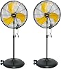 HiCFM 20 inch Pedestal Fan, 50° Tilting 3-Speed 5000 CFM High Velocity Stand Up Fan with 15 Powerful Motor for Commercial Industrial Warehouse Gym Garage - UL Listed, 2 Pack