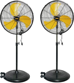 HiCFM 20 inch Pedestal Fan, 50 Tilting 3-Speed 5000 CFM High Velocity Stand Up Fan with 1/5 Powerful Motor for Commercial Industrial Warehouse Gym Garage - UL Listed, 2 Pack