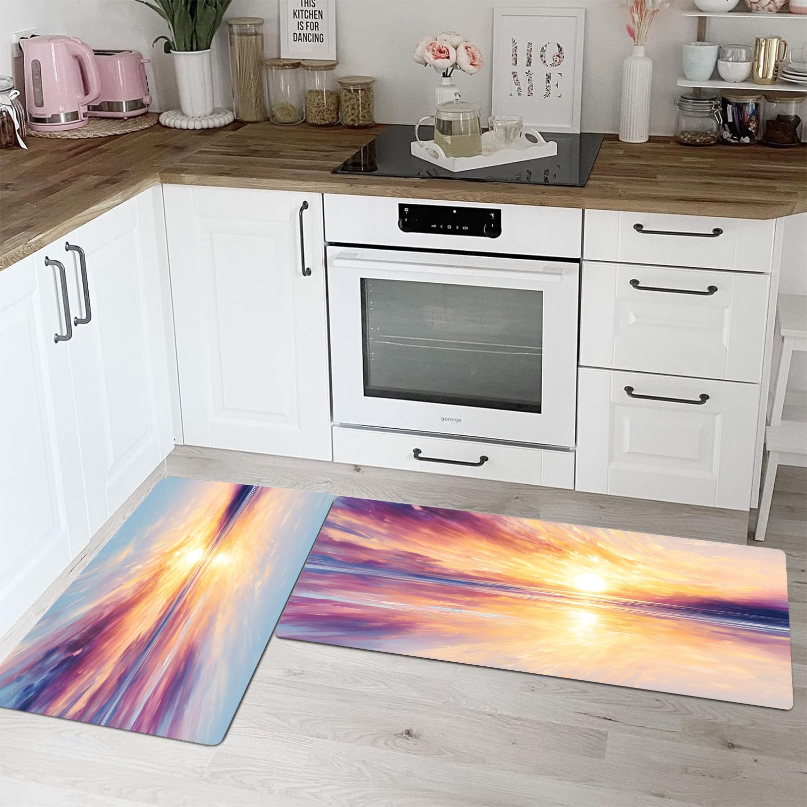 Tapis de cuisine antidérapant et lavable lot de 2 grand format motif rêve