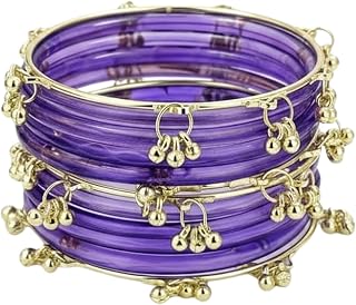 CLASSIC BANGLE Trendy Glass Bangles with Alloy Ghungroo Charms For Women|Fancy Designer Glass Bangles|Traditional Chudi|St... Price In India
