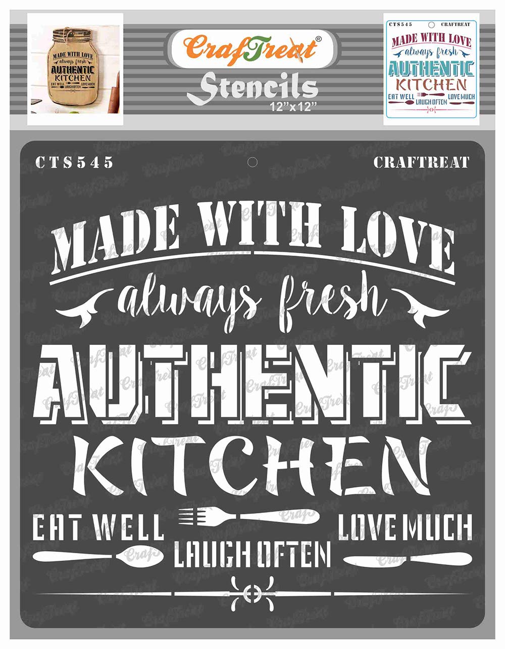 CrafTreat Quotes Stencils for Kitchen Authentic Kitchen Size 12X12