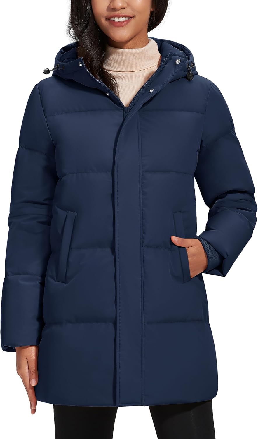 YUCOLEN Women's Down Jacket with Hood Parka Winter Coats Puffer Warm Jackets Waterproof Long Fashion Outwear