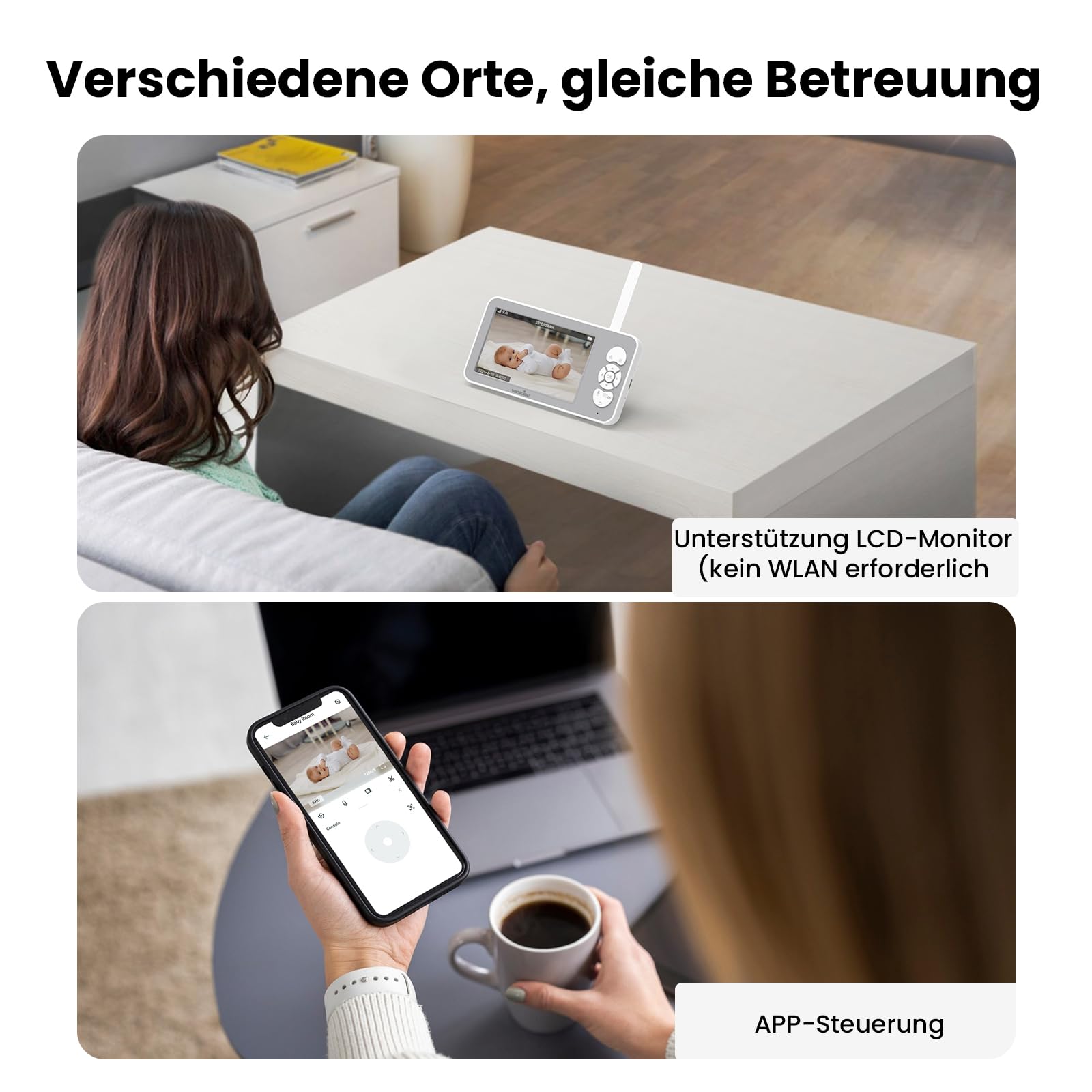 wansview Babyphone mit Kamera 2,4/5 GHz WLAN- 5" 1080P Video babyfone mit App, Baby Camera mit IR Nachtsicht, Automatische Verfolgung, Zwei-Weg-Audio, Temperatur- und Bewegungs-/Geräuscherkennung