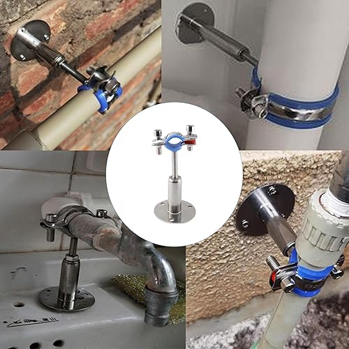 Miniatura 5 de Soporte de tubo de montaje en pared de acero inoxidable 304, abrazadera de tubo ajustable, soporte de correa de tubo de soporte fijo para tubos de