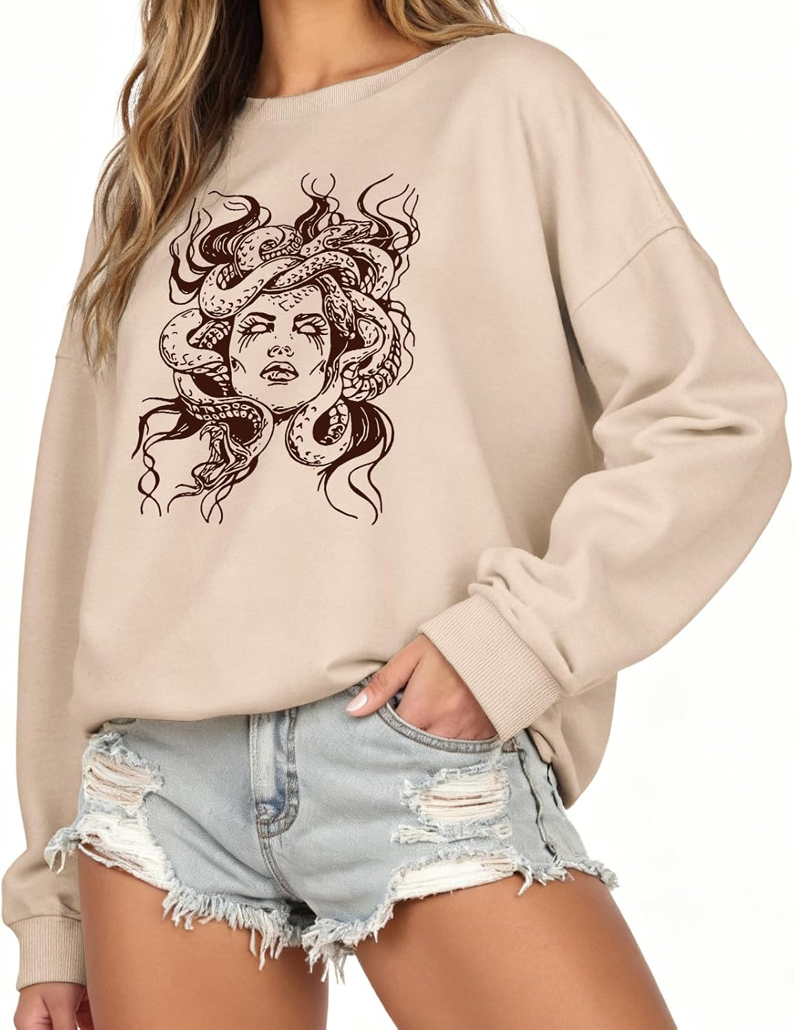 Women's Graphic Loose Fit Virgin Mary Print Sweatshirt Inspirational Long Sleeve Pullover