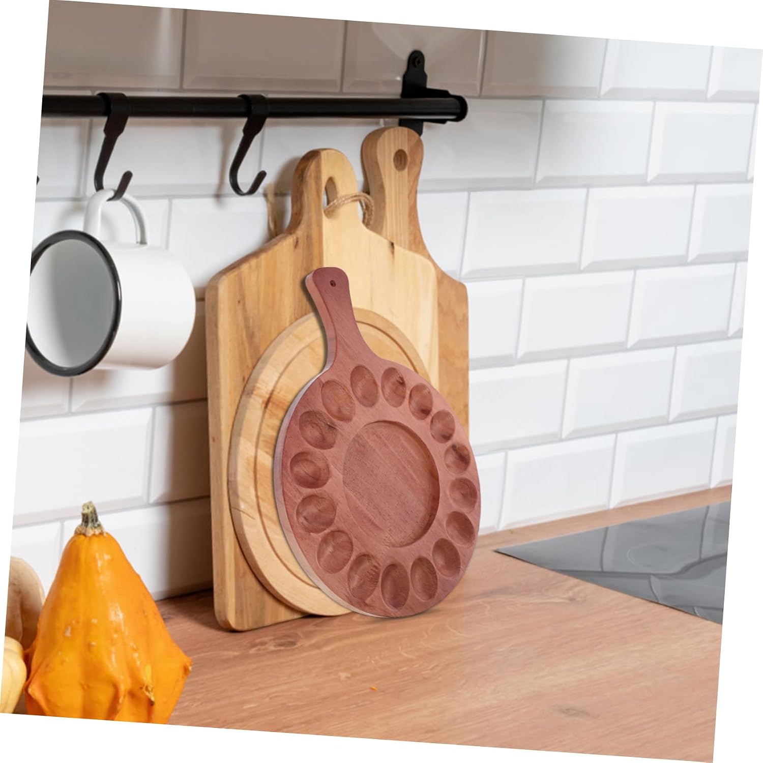 Wooden Egg Tray Soft Boiled Egg Holder Deviled Serving Plate Double-sided Dessert Plate Reusable Storage