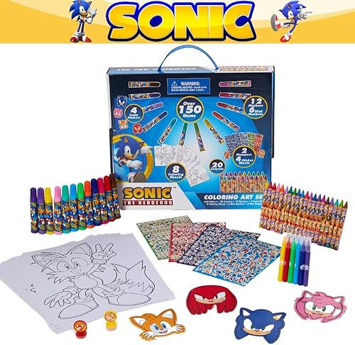 Miniatura 9 de Sonic The Hedgehog - Juego de arte para colorear para niños con calcomanías y sellos, más de 150 piezas