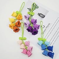 Vista 5 de Adorno colgante para espejo retrovisor de automóvil, cesta de flores de ganchillo, accesorio para plantas, adorno de automóvil hecho a mano