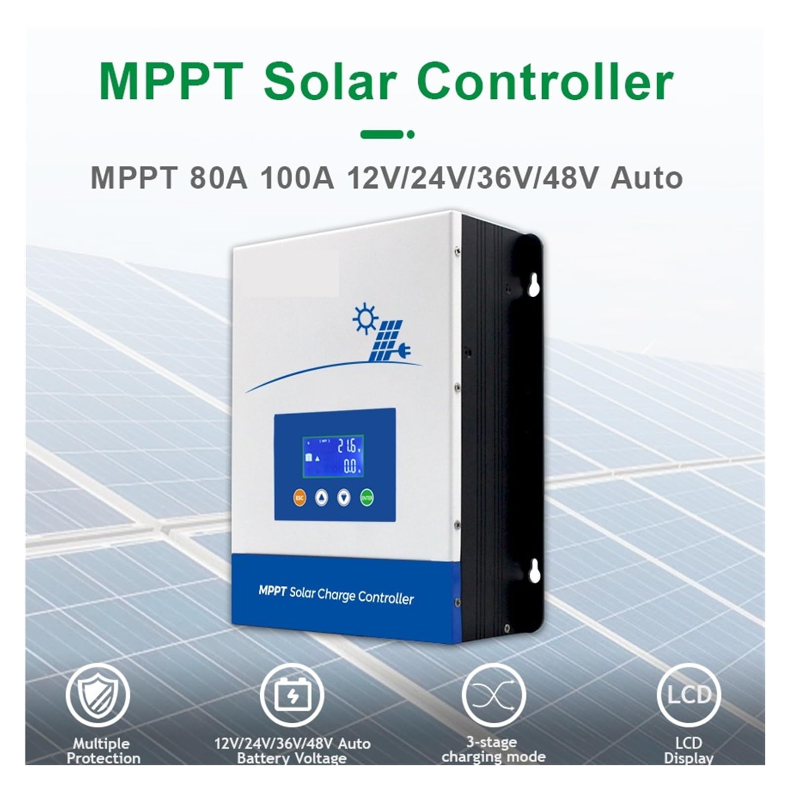 Kontroler Słoneczny MPPT 80A 100A Wejście PV 150VOC Regulator Ładowania Słonecznego Dla 12V 24V 36V 48V Kwasowo-ołowiowy Litowo Lifepo4(ICharger-MPPT-100A)