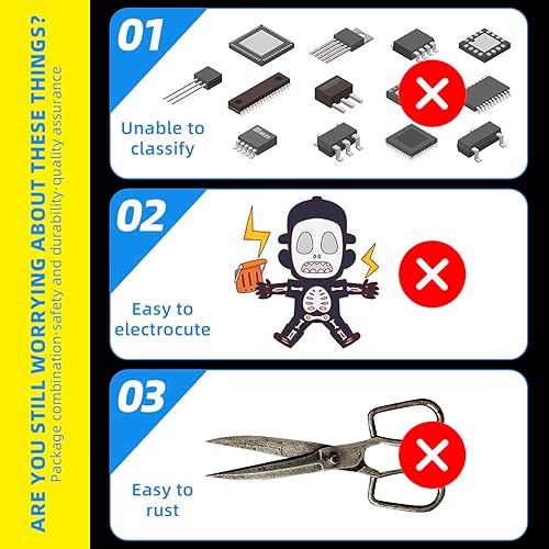 Miniatura 7 de CenryKay 1610PCS Kit surtido de componentes electrónicos, condensador electrolítico, condensador de cerámica, diodo LED, diodo común, resistencia,