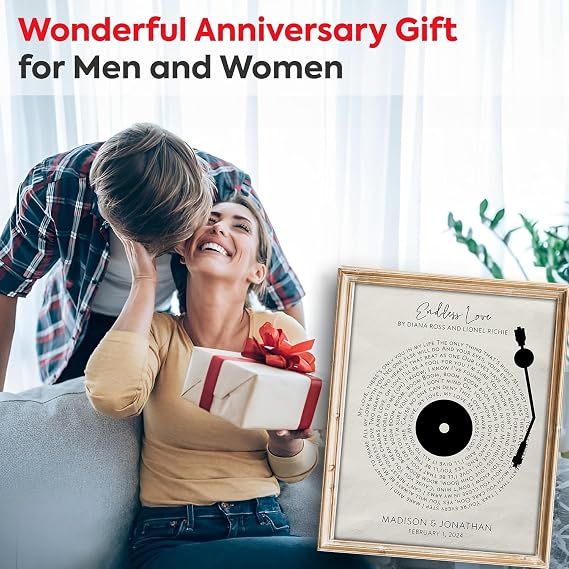 DREAM BIG PRINTABLES Customizable Couples Song Lyrics Art Print | Personalized Wall Art with Your Favorite Song | Names and Date | Unique Romantic Gift for Anniversary | Wedding | or Valentines Day