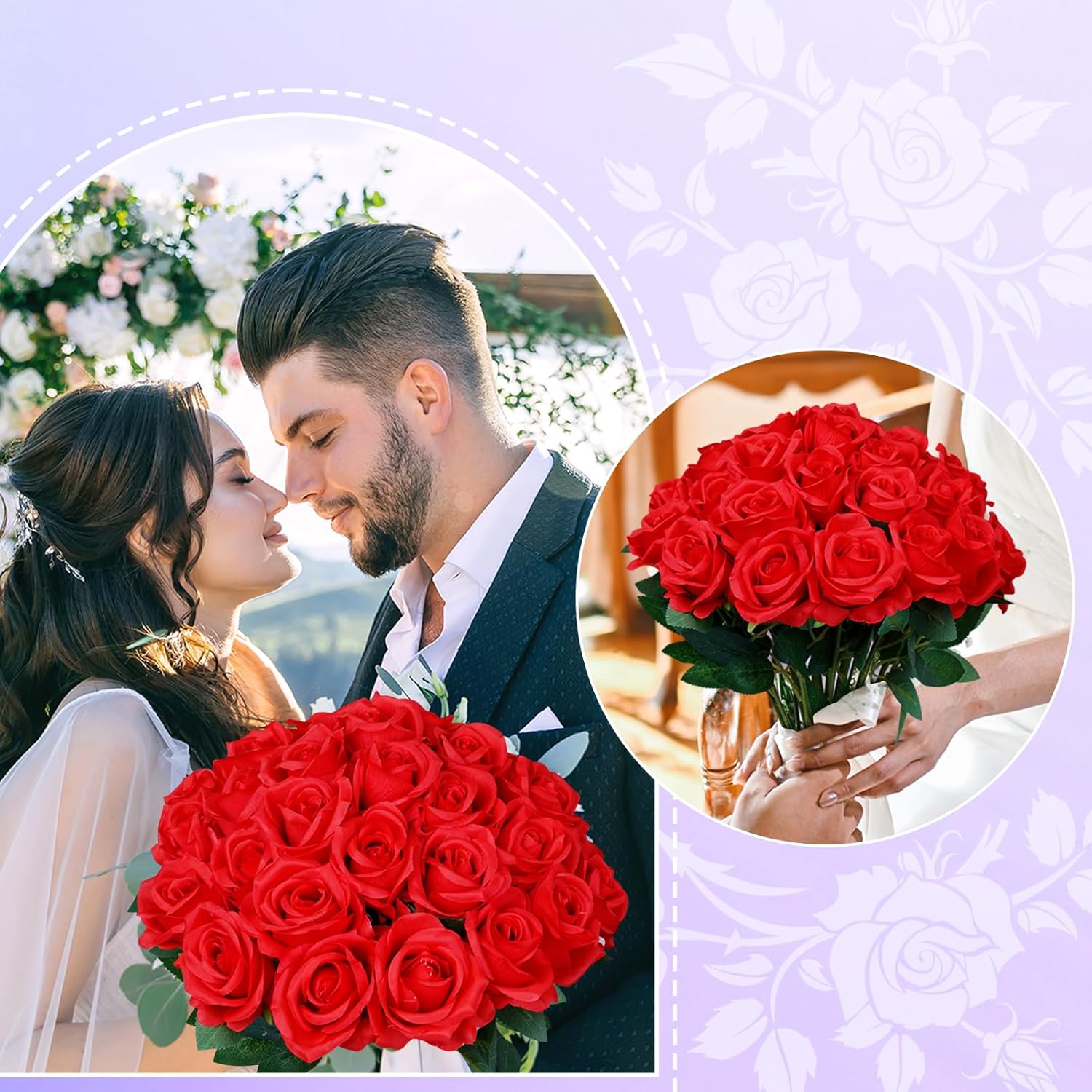 30pcs Red Roses Artificial Flowers, Fake Silk Roses with Stems in Bulk, Faux Roses for Anniversary Valentine's Day Birthday Gifts Wedding Bridal Bouquets Centerpiece Party Home Decor - Image 5