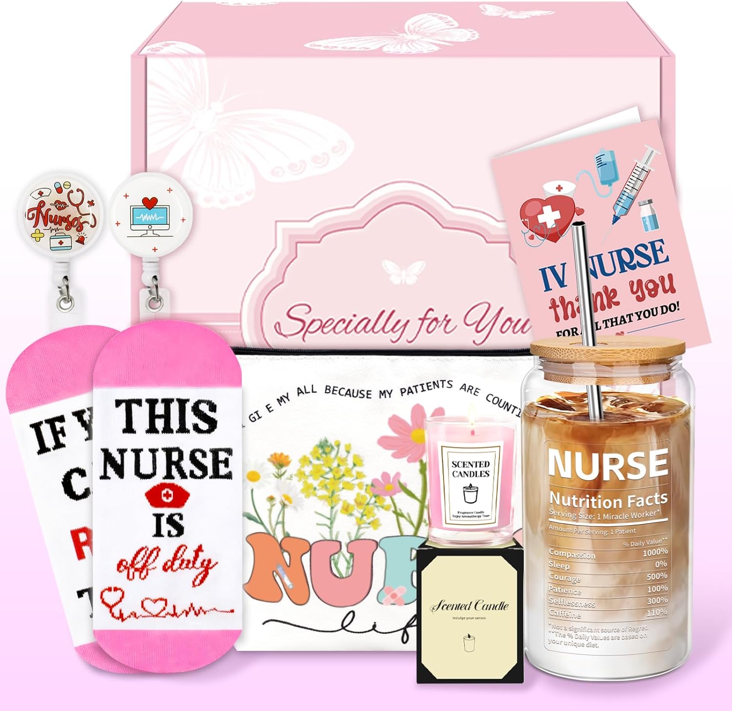 Nurse Gifts for Women, Nurse Practitioner Gifts for Women, Nursing Student, Preceptor, Coworker, Nurses Week Gift with Badge Reel, Socks, Thank You Gift for Retirement, Nurses Day, Graduation