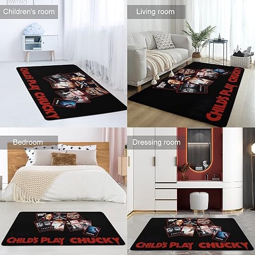 Miniatura 4 de Childs Play Chucky - Alfombra rectangular con estampado 3D, antideslizante, lavable, de lujo, rectangular, para decoración del hogar, 60 x 40