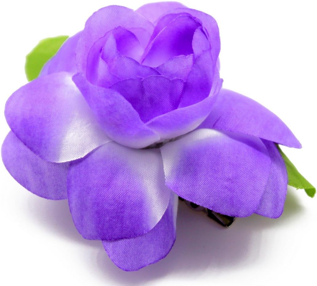 Hawaii Luau Party Artificial Fabric Gardenia Hair Clips Blue Purple 12 Pack
