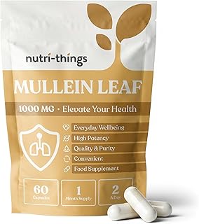 Mullein Leaf Extract Capsules 5000mg Equivalent | Vegan Lung Cleanse & Respiratory Support | Clears Mucus & Congestion | Soothes Throat | Lung Health & Detox for Smokers | 60 Capsules