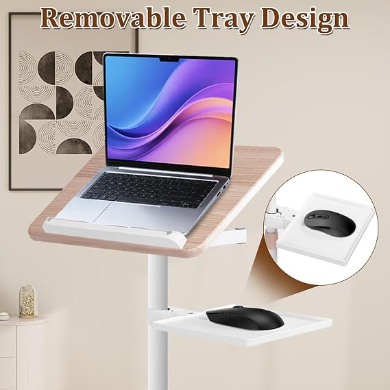 2 in 1 Floor Book Stand with Removable Tray & Page Clips, White