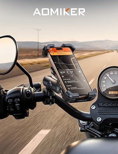 Miniatura 7 de Aomiker Soporte de teléfono para motocicleta, brazo de extensión de metal, amortiguador de vibración doble, soporte para teléfono celular de