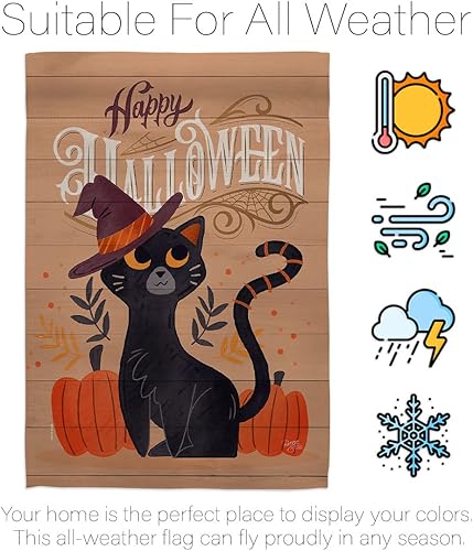 Miniatura 6 de Bandera de la casa de gato brujo – Paquete de otoño Halloween bruja truco o trato espeluznante noche negro temporada otoño calabaza apoyo nuestras