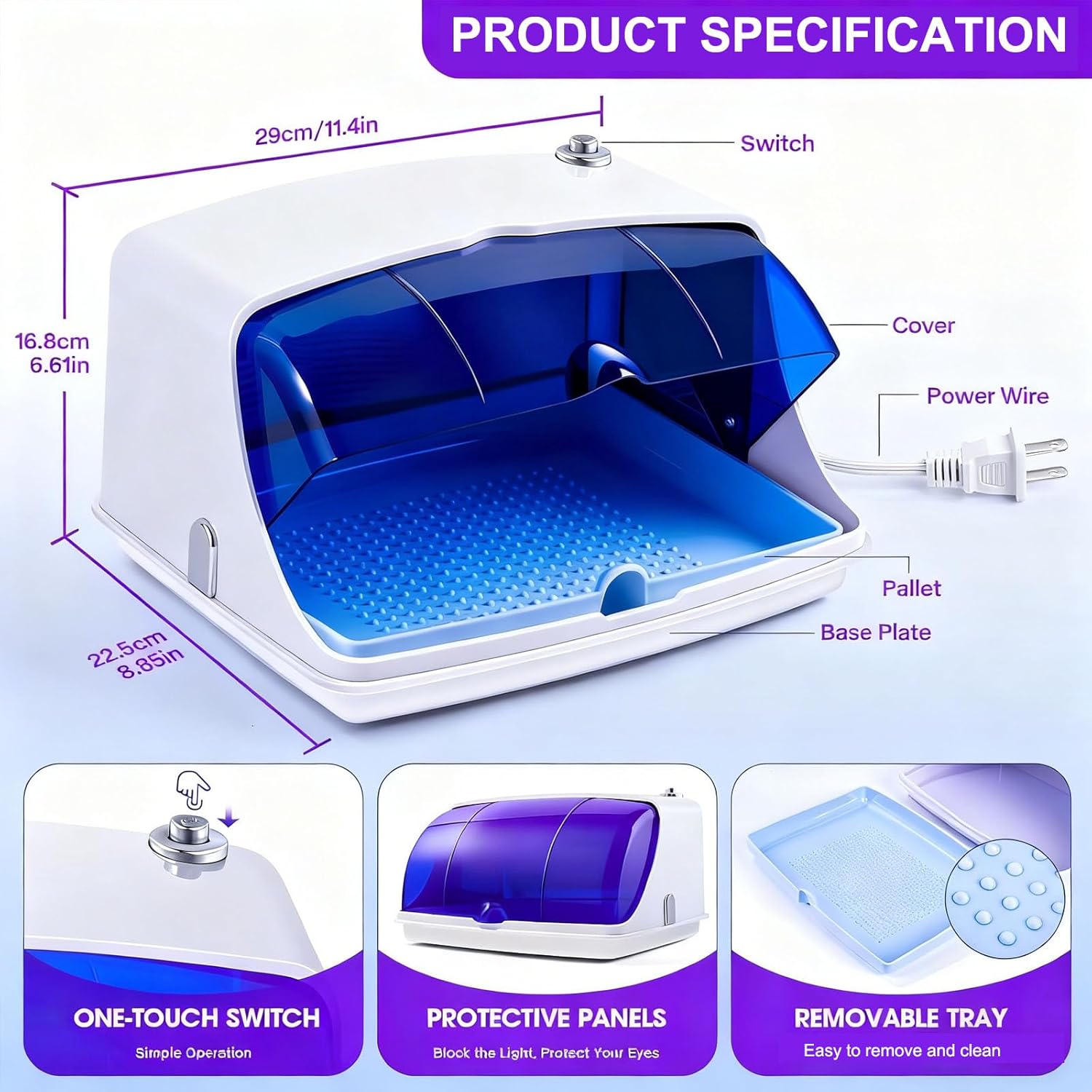 Large Capacity Nail Art Tool Sterilizer Box for Salon & Home Use - Professional Sterilizer Organizer for Manicure, Esthetician, Tattoo & Dental Accessories
