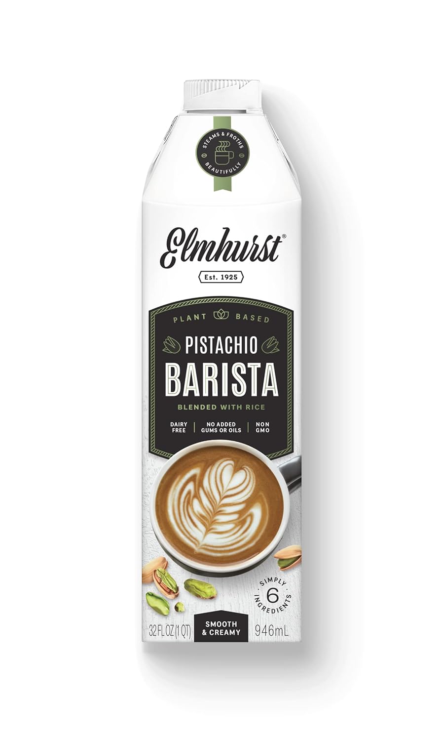 Elmhurst 1925 Barista Edition Pistachio Milk, өсімдік негізіндегі, Веган, 32 Ounce пакеті 6