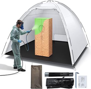 Portable Paint Booth Tent - 10x8x6.6ft Larger Spray Paint Tents with Built-in Floor, Mesh Screen, and Ground Stake, Spray Booths Painting Tent Station for Furniture DIY Hobby Tool, Spray Paint Shelter