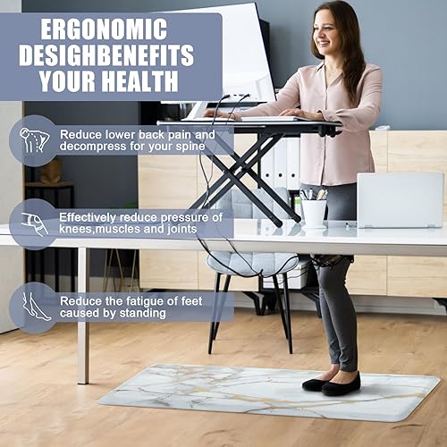 Miniatura 3 de Alfombras y tapetes de cocina antifatiga, juego de 2 alfombrillas de cojín cómodo, 12 de grosor antideslizante, tapete acolchado impermeable para