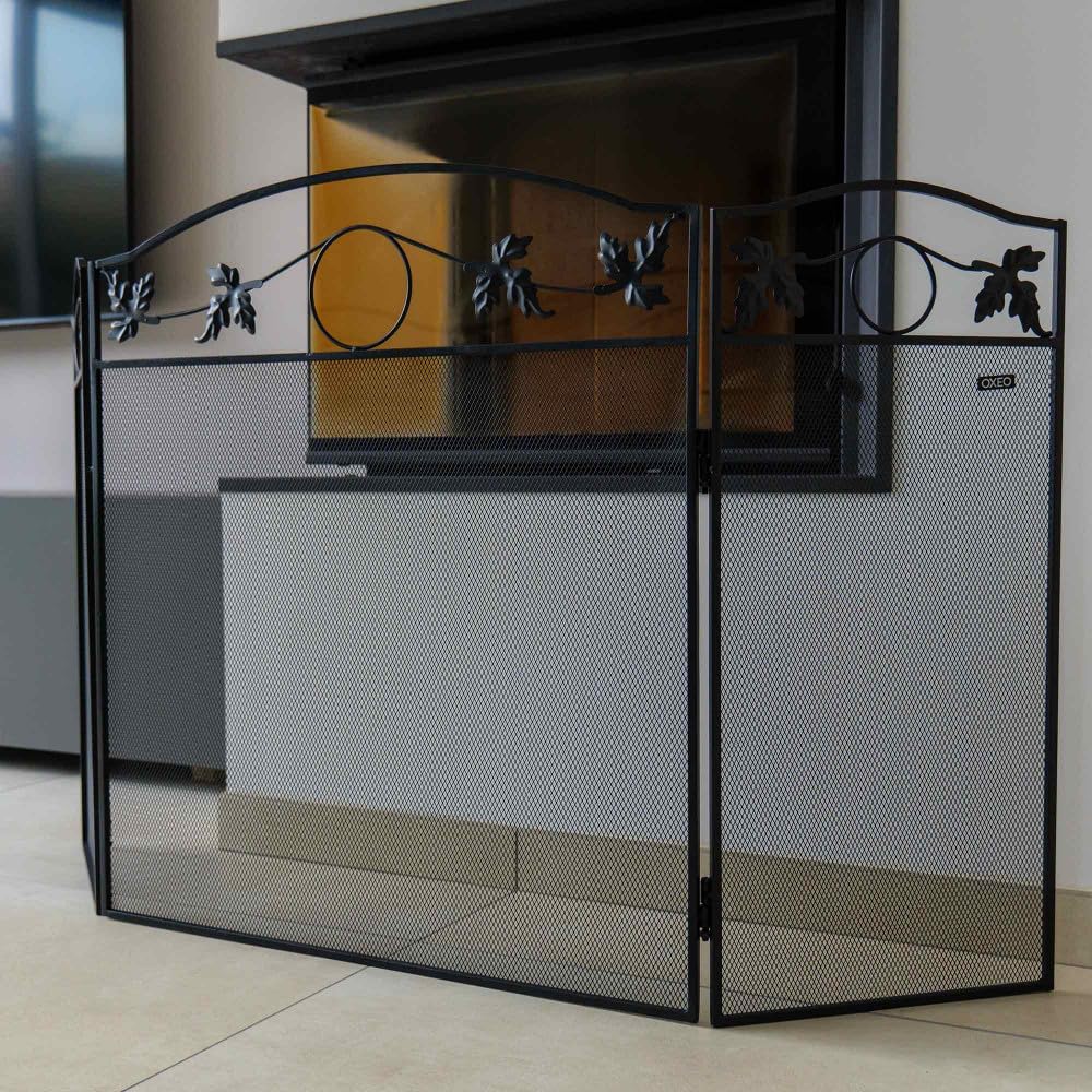Grille de protection cheminée - Pare feu cheminée - Pliable 3 panneaux - Longueur 131cm - Hauteur 73cm - Acier - Décoratif