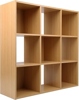 Oak 9 Cube Storage Shelving Unit - No Fabric Drawers