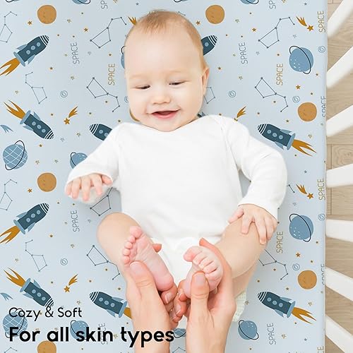 Miniatura 159 de Yoofoss Sábanas para cuna de bebé para niños y niñas, paquete de 2 sábanas bajeras para cuna estándar y colchón de niño pequeño, sábana de Panda