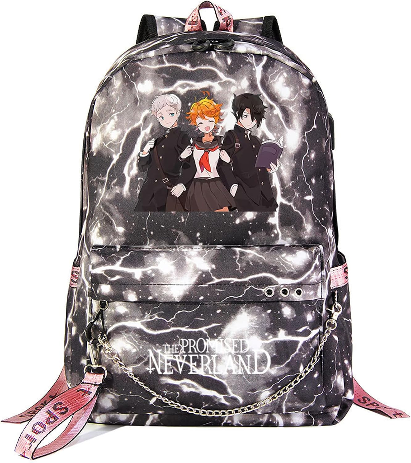 Anime The Promised Neverland Backpack School Bag Grace Field Daypack Student Bag with USB Port 4