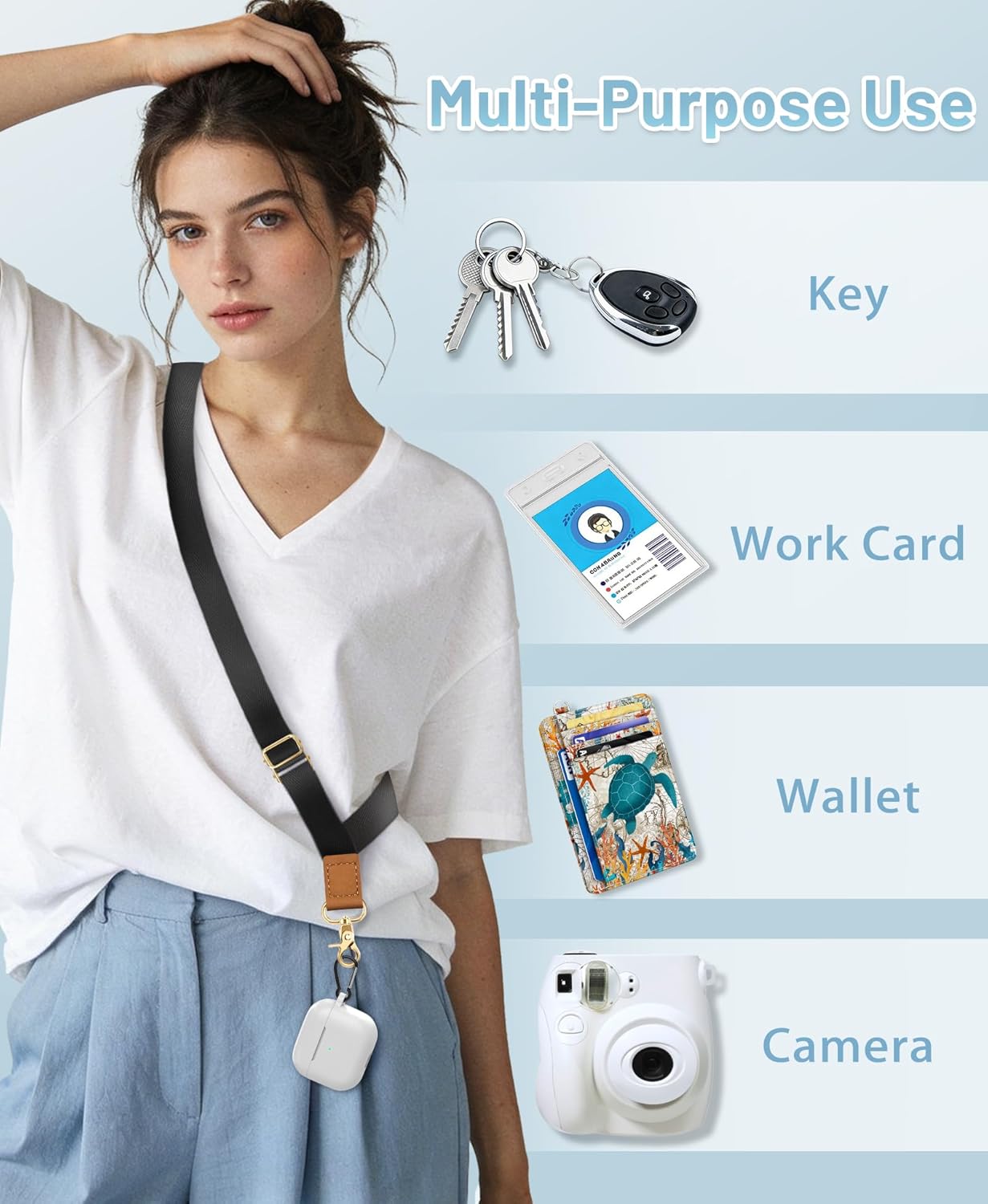 Phone Lanyard Crossbody Wrist Strap, Black Cell Phone Lanyards for around the Neck Wristlet Adjustable Strap for Keys Case ID Badges Accessories