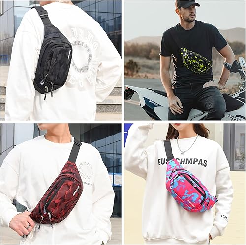 Miniatura 5 de NSYOOMH Riñonera grande para mujeres y hombres 5 bolsillos con cremallera resistente al agua práctica bolsa de cintura para correr ciclismo deportes