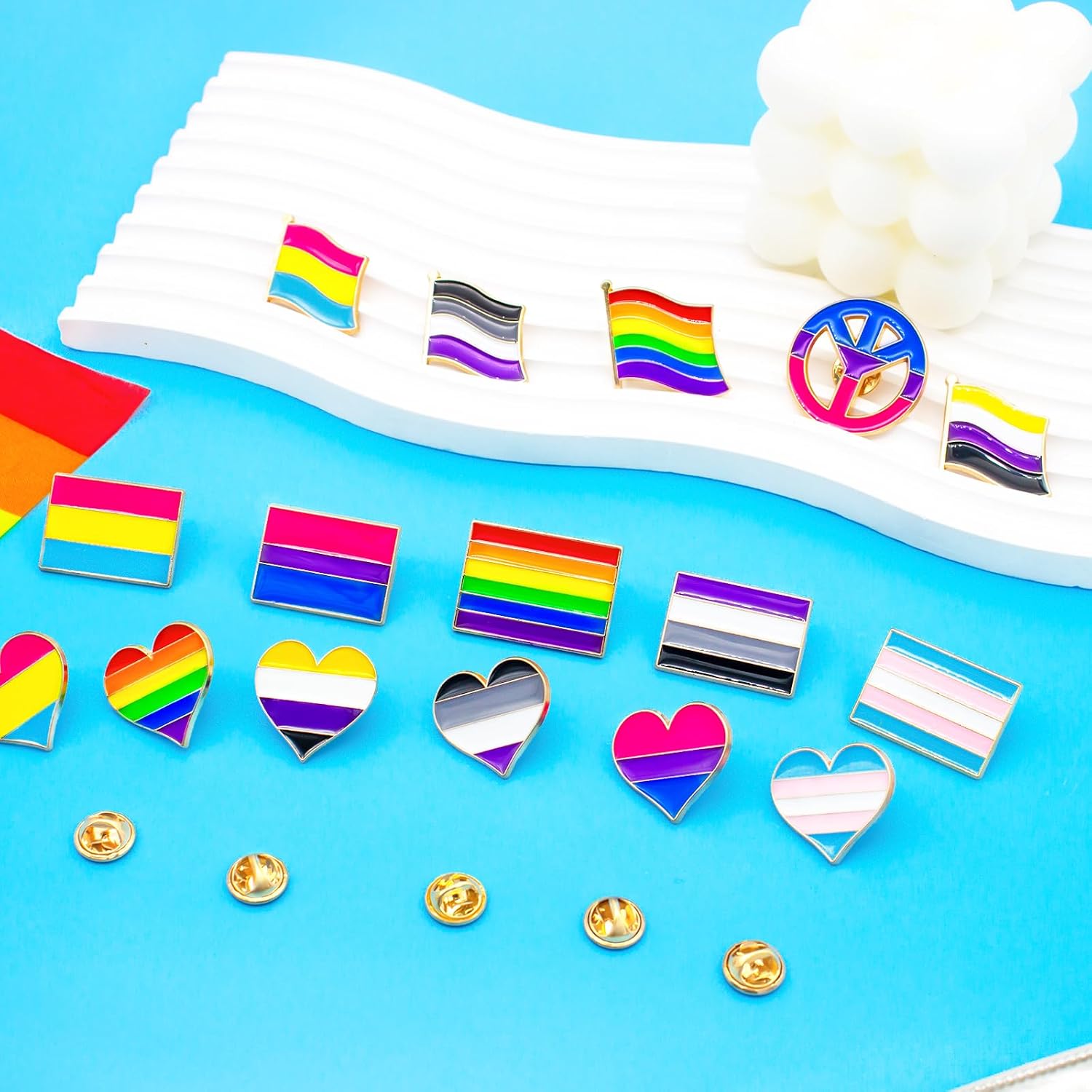 Nanafast 3Pcs LGBTQ Pride Pins - Rainbow Heart Lapel Pin Brooch Badge for Pride Month Parades and Events - Accessories for Clothes, Bags and Hats image 5