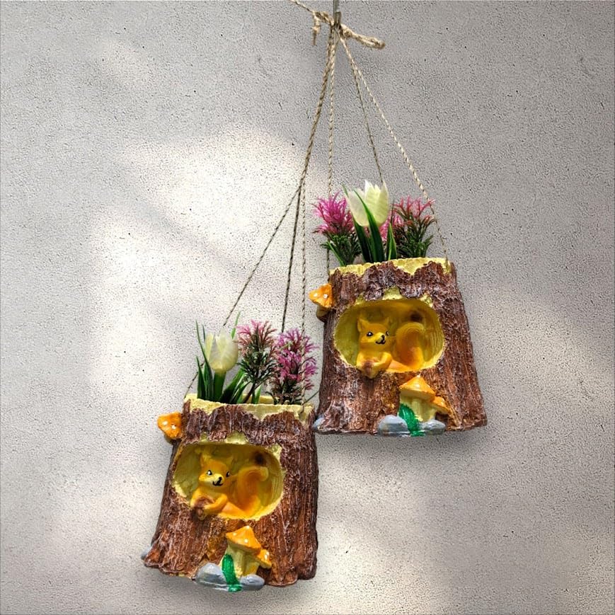ARUNA DECOR Combo Pack of 2 Swinging Squirrel Pot Succulent/Planter for Garden/Home Decor/Balcony/Living Room/Outdoor [9 x 9 x 9 cm] (B0CX2QQPSJ) Amazon Price History, Amazon Price Tracker