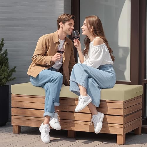 Miniatura 34 de idee-home Cojín de banco para exteriores impermeable, cojines de banco para muebles de exterior, almohadilla de asiento de repuesto para columpio