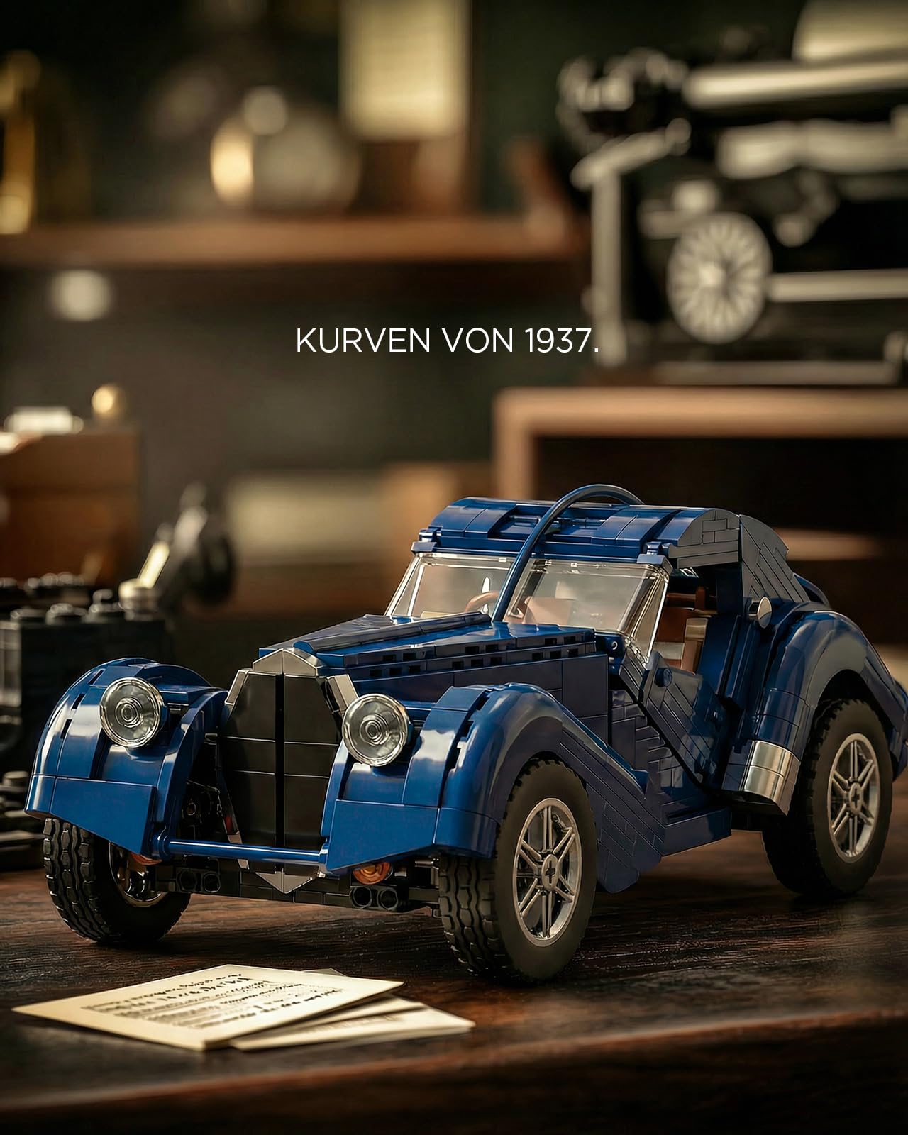 Nifeliz Auto-Modellbausatz Vintage Klemmbausteine für Erwachsene, Maßstab 1:14 Sammlerauto Sportwagen Modell Auto, Sammlerstücke für Zuhause oder das Büro (1,127 Teile, NF10320)