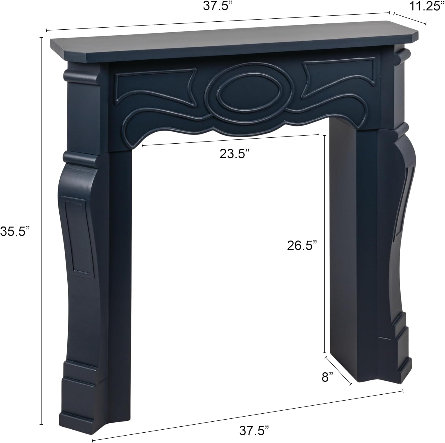 Creative Co-Op Small Victorian Decorative Fireplace Mantel, Blue Finish