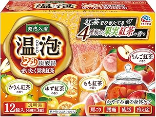 【医薬部外品】温泡(ONPO)入浴剤 とろり炭酸湯 ぜいたく果実紅茶 4種 [4種x3錠 12錠入り]
