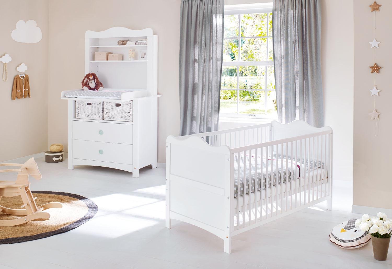 Pinolino Chambre de bébé Florentina Ensemble table à langer et lit bébé Blanc