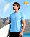 Roadbox Mens Sun Protection Swim Shirt, UPF 50+ Short Sleeve UV Rash Guard, Quick Dry Water T-Shirt for Surf Running Workout