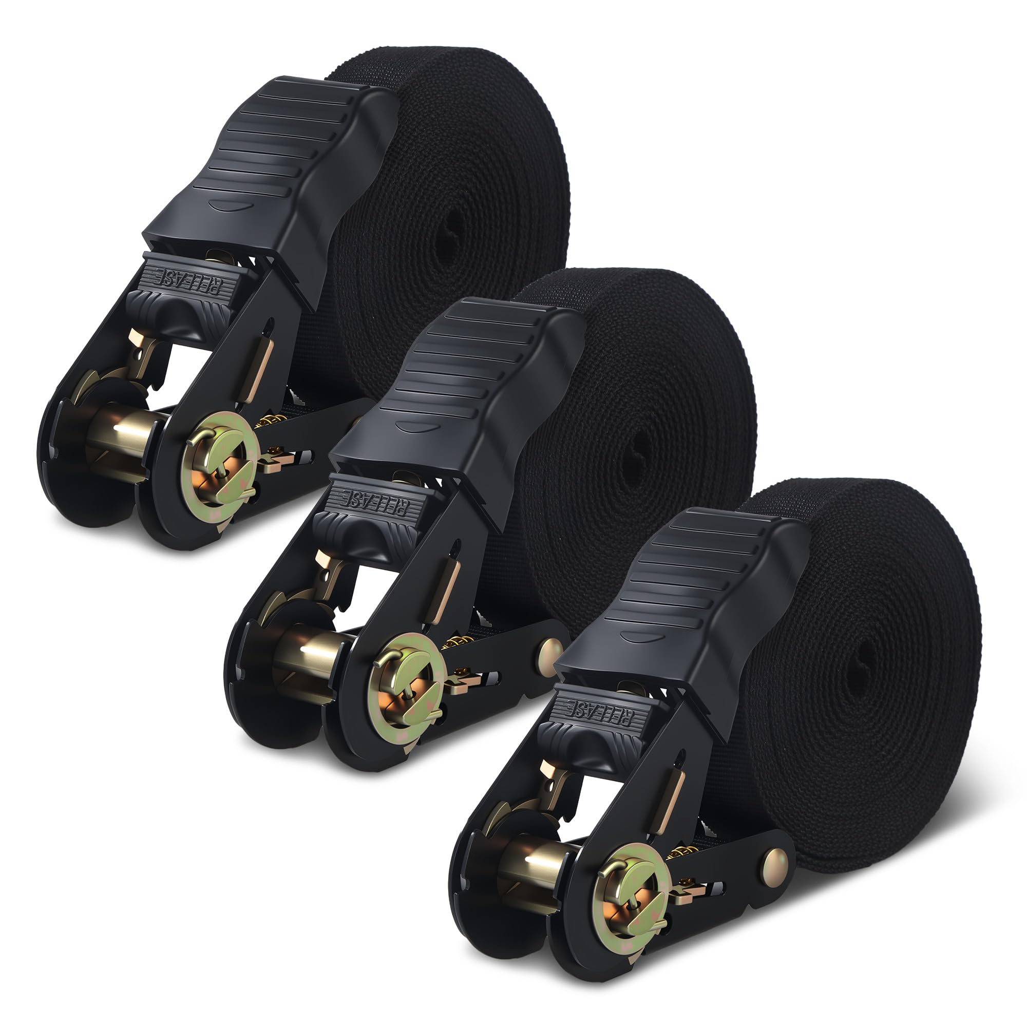 3 Piezas Cinchas de Amarre Carraca, Eslingas de Amarre 6m, Cinchas Correas de Trinquete 25mm, Eslingas 1000kg Capacidad de Carga, Cincha de Sujeción para Lonas y Equipaje, Certificadas DIN EN 12195-2