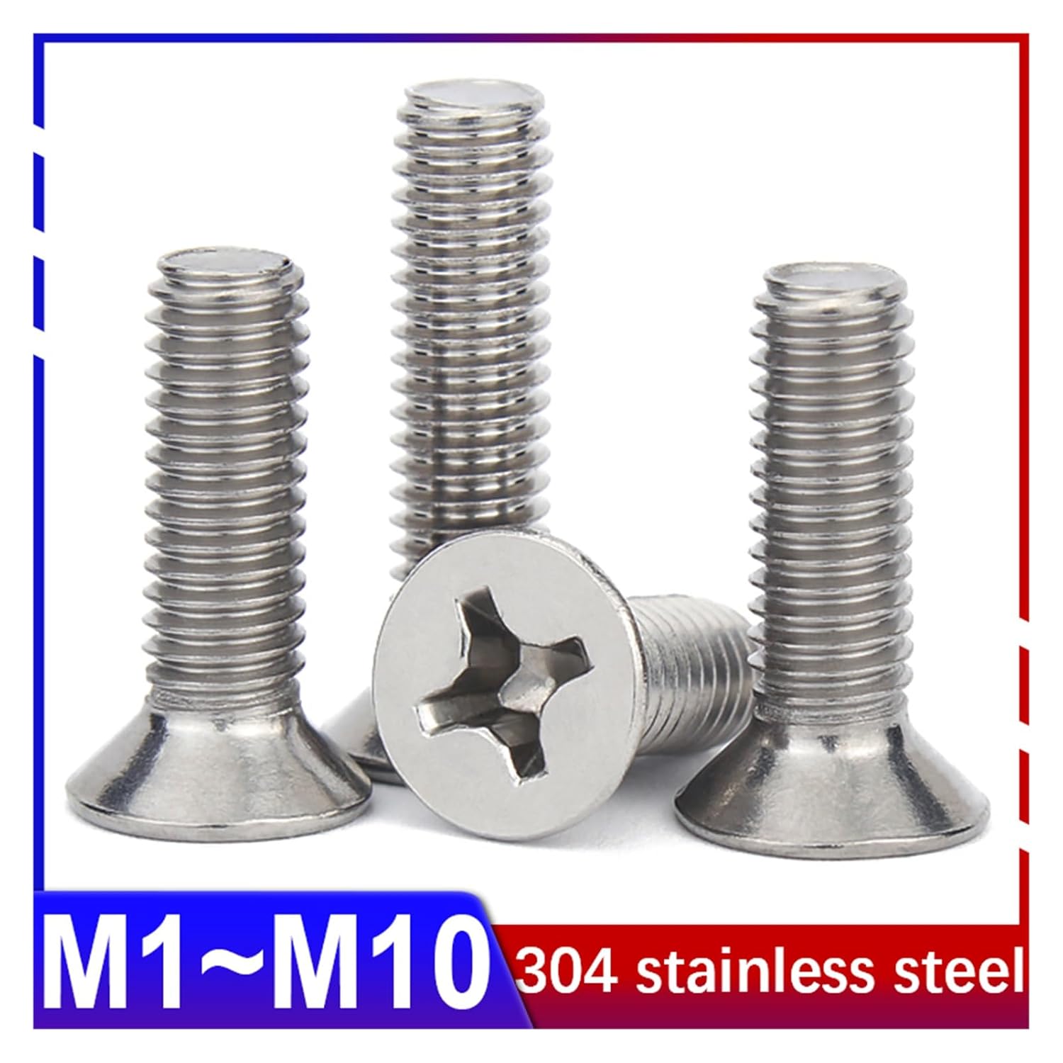 GB819 304 Stainless Steel KM Cross Countersunk Head Screw Flat Machine Tooth Small Wire Bolt M1M1.2M1.4M1.6M1.7~M10(55mm,M3.5 (30Pcs))