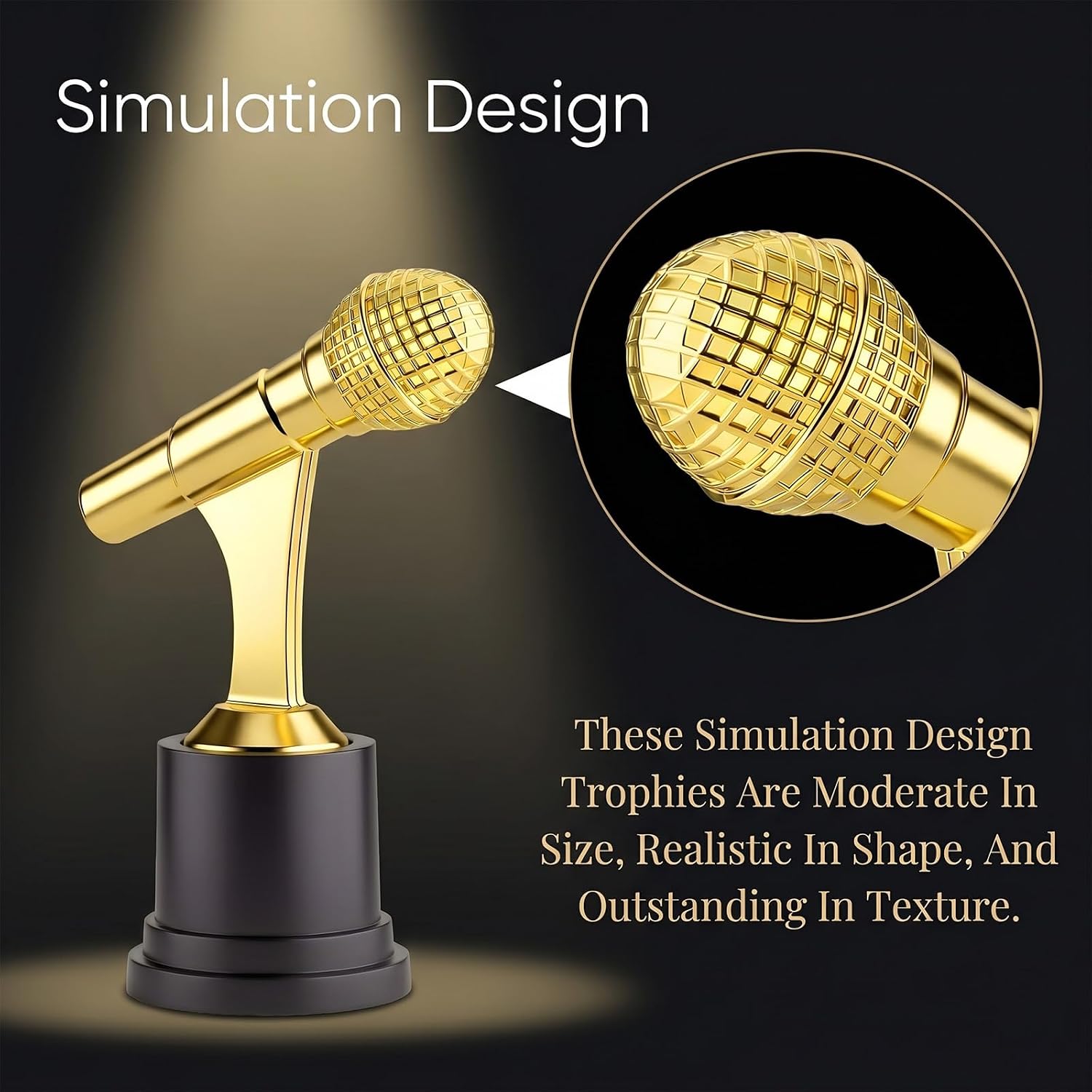 Trinkrittey Microphone Trophy, 6 Inch Gold Microphone Trophy Plastic MVP Funny Game Small Trophies and Awards for Competition