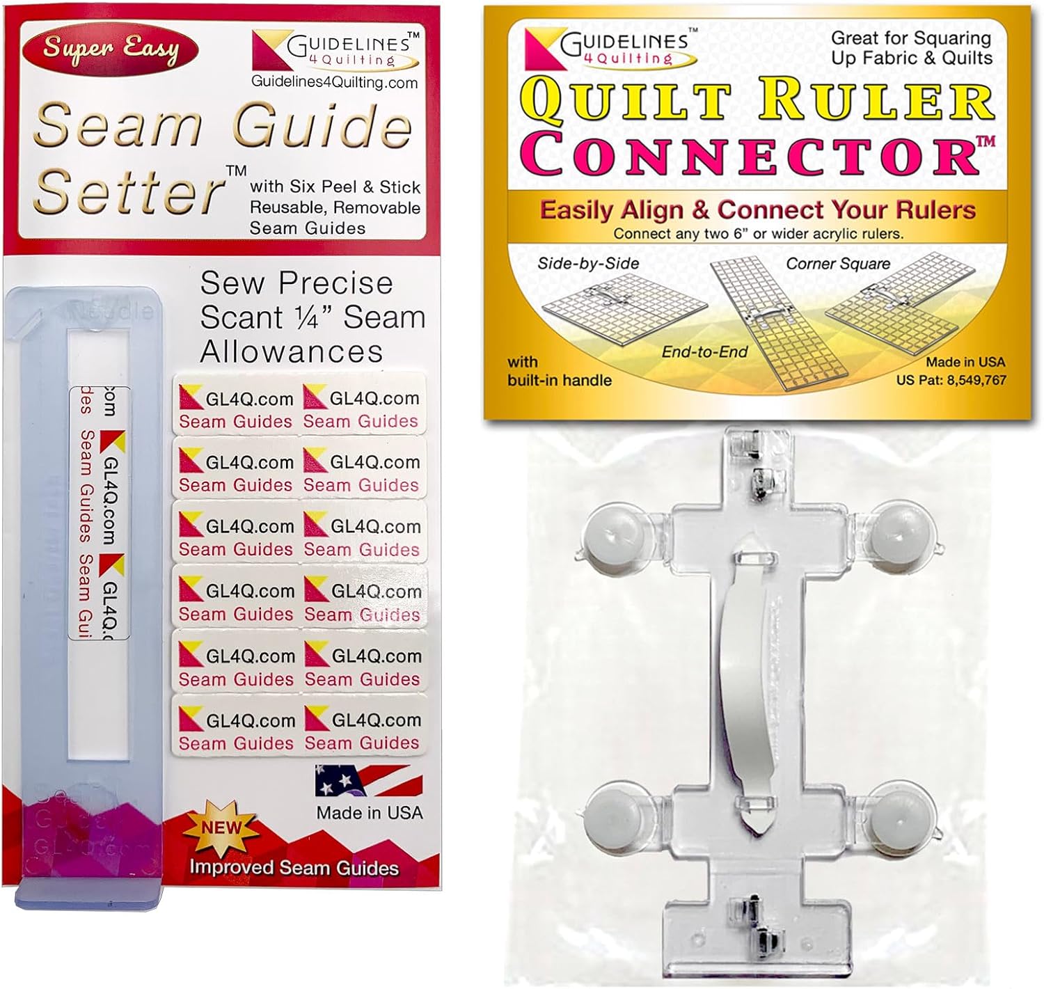 Seam Guide Setter and Quilt Ruler Connector Bundle