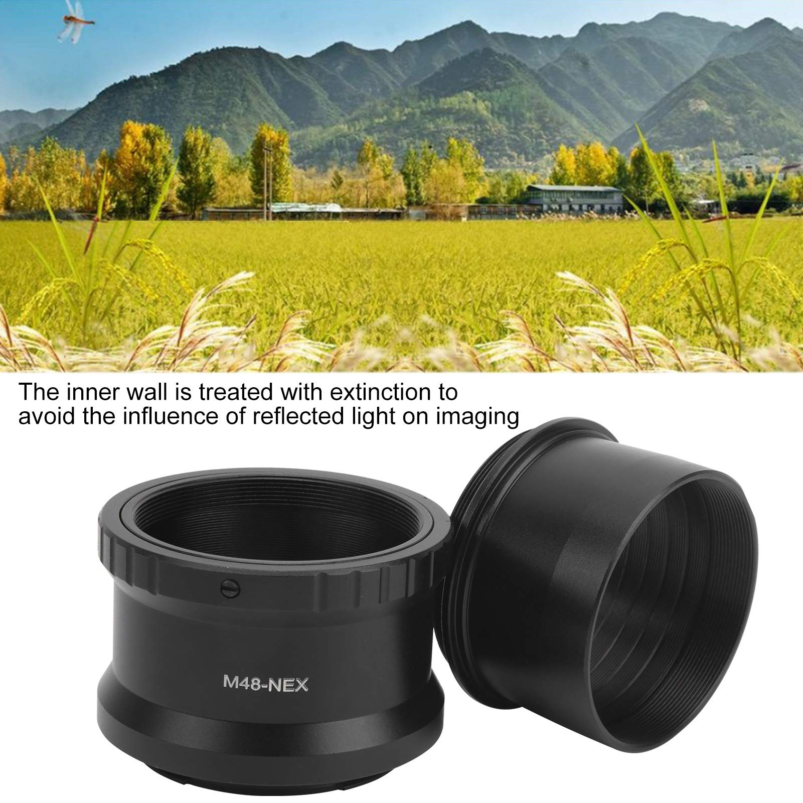 M48x0.75mm Telescope Adapter, Full Functions, Aluminum Alloy M48-NEX Lens Adapter for Astronomical Telescope for EMount Camera