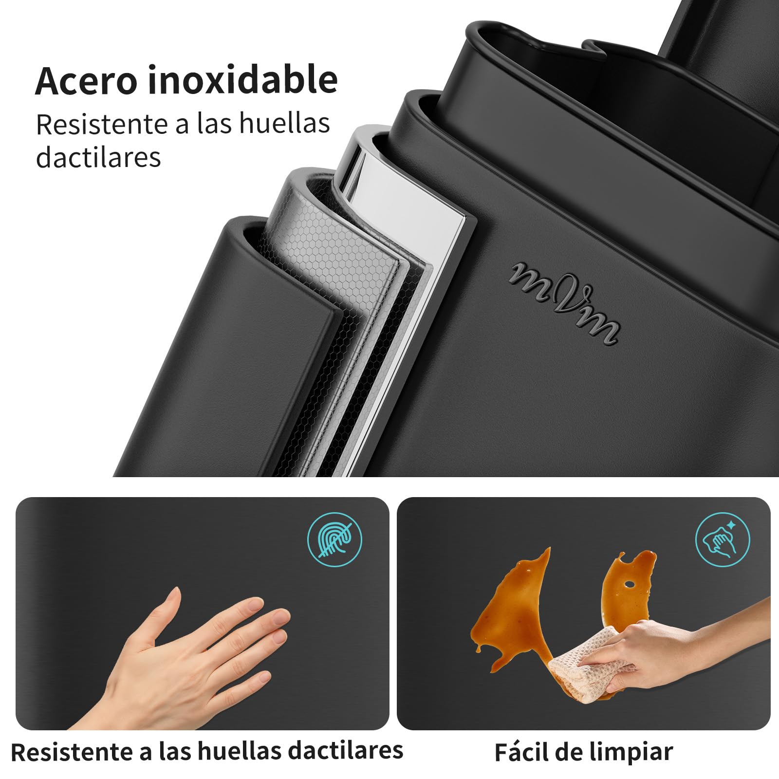 mVm Papelera de Cocina con Pedal 20L, Cubo de Basura Negro, Acero Inoxidable Antihuellas, Tapa Amortiguada Cierre Suave, con Cubo Interior Extraíble, para Cocina Oficina Baño