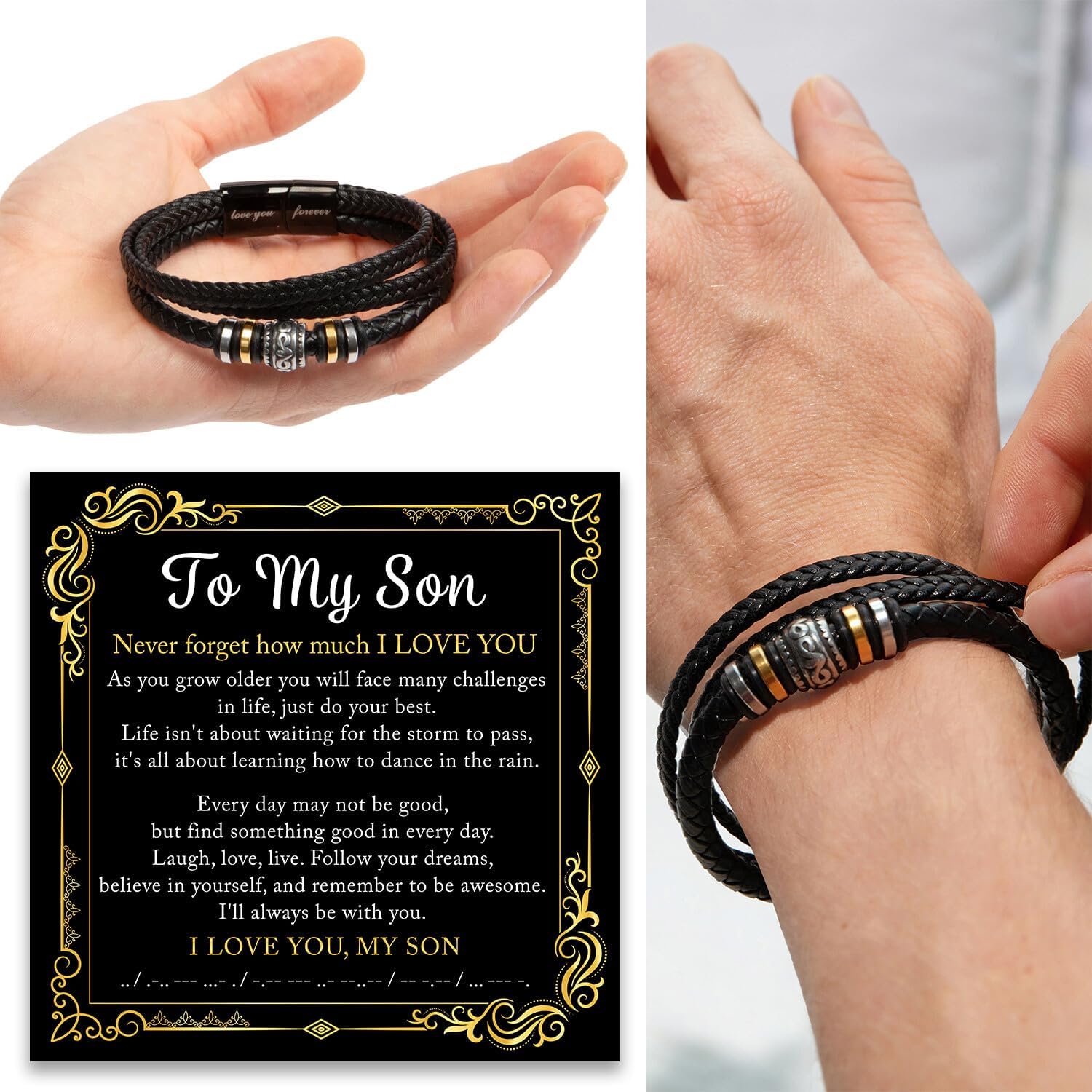 To My Son Bracelet – Love You Forever Bracelet with Heartfelt Message Card, Meaningful Gift from Mom or Dad, Jewelry for Birthday, Graduation, Christmas, Father’s Day, Encouraging Present for Son - Image 4